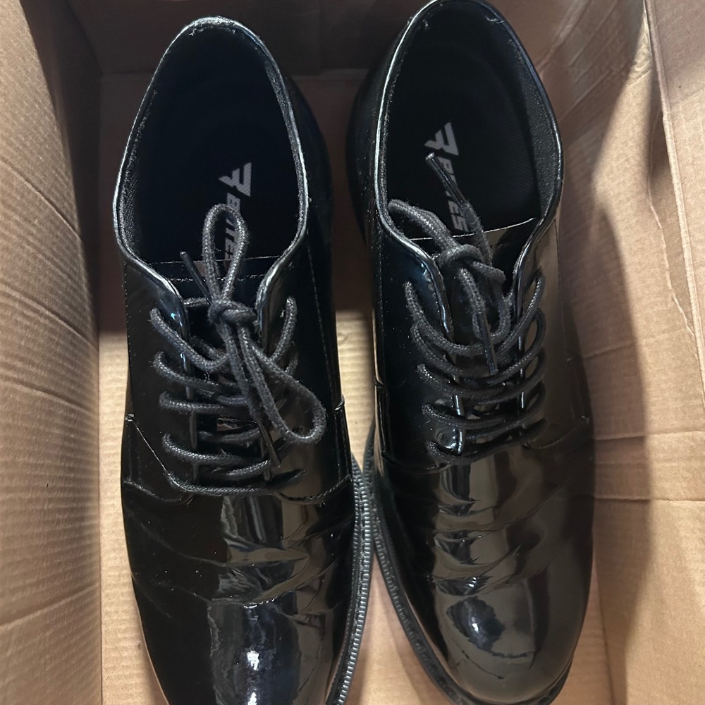 Bates Sentry Oxford Men 10.5 EW Black  High Gloss Uniform Shoe E01842